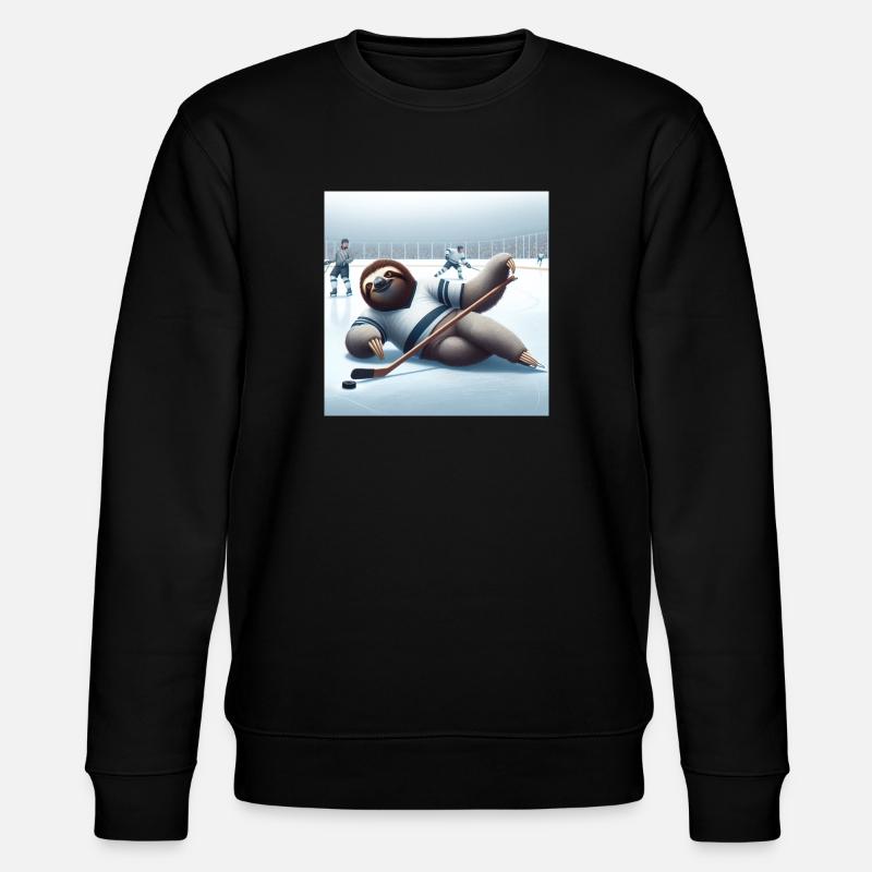 Sloth Wanderer Eishockey - Stanley/Stella Unisex Bio-Sweatshirt CHANGER  - Schwarz