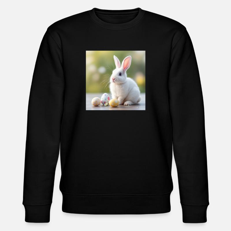White Hare Easter - Stanley/Stella CHANGER Unisex Organic Sweatshirt - black