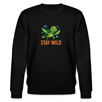 Stay Wild Schildkröte Cartoon Lustig - Stanley/Stella Unisex Bio-Sweatshirt CHANGER  - Schwarz - Vorne - Nik (191cm) & Marisol (170cm)