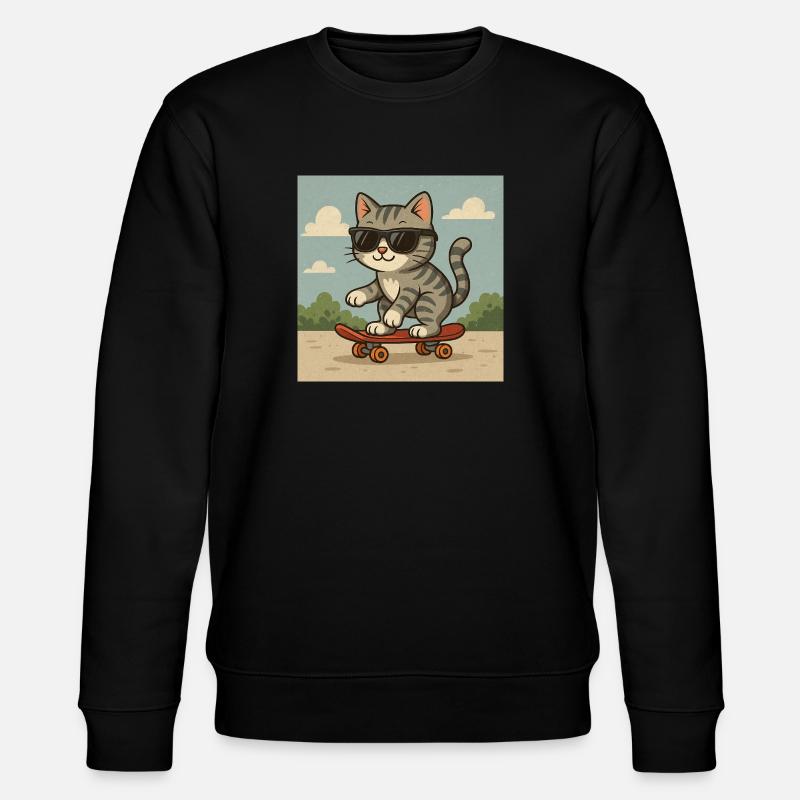 Chat cool sur le skateboard - Sweat bio CHANGER Stanley/Stella Unisexe - noir