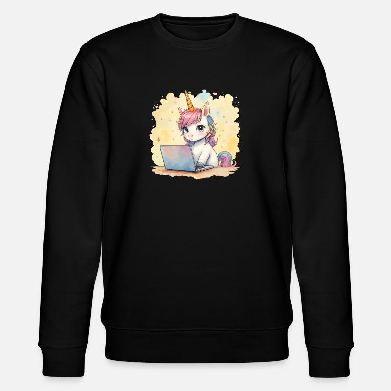 programmierendes Einhorn - Stanley/Stella Unisex Bio-Sweatshirt CHANGER  - Schwarz
