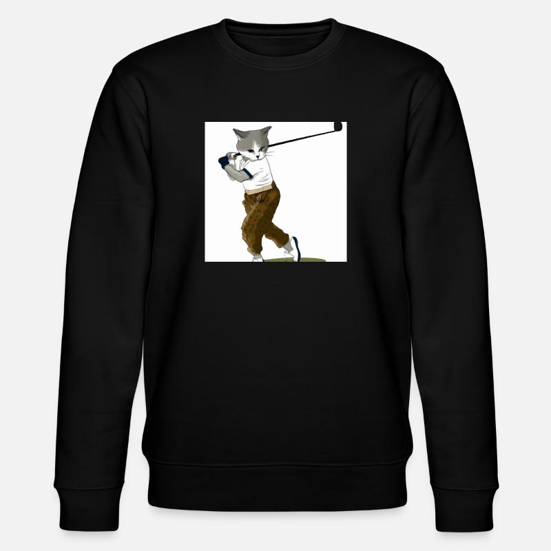 Die golfende Katze - Stanley/Stella Unisex Bio-Sweatshirt CHANGER  - Schwarz