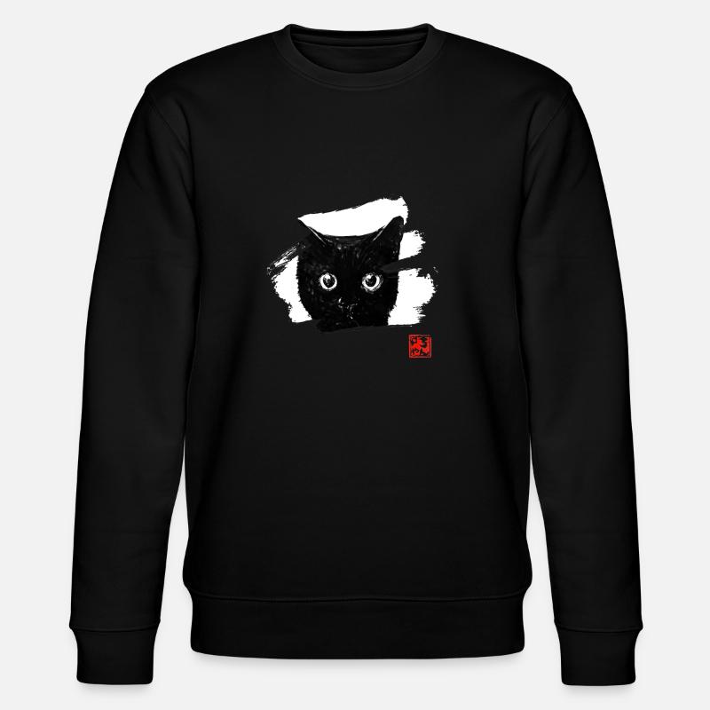 cat face in white - Stanley/Stella Unisex Bio-Sweatshirt CHANGER  - Schwarz