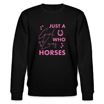 Girl who loves Horses - Stanley/Stella CHANGER Unisex Organic Sweatshirt - black - Front - Nik (191cm) & Marisol (170cm)
