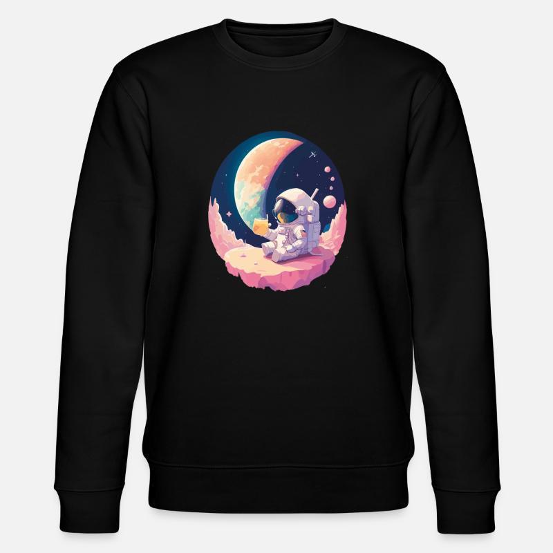 Astronaut trinkt Limo - Stanley/Stella Unisex Bio-Sweatshirt CHANGER  - Schwarz