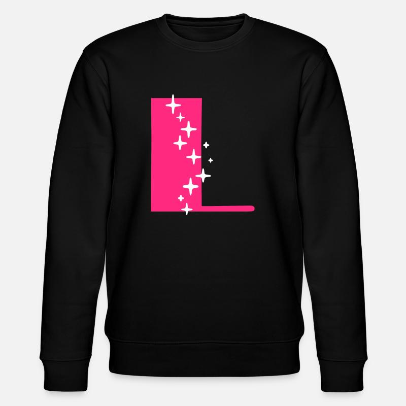 Letter L Glitter - Stanley/Stella CHANGER Unisex Organic Sweatshirt - black
