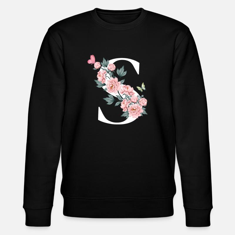 Lettre s fleurs rose - Sweat bio CHANGER Stanley/Stella Unisexe - noir