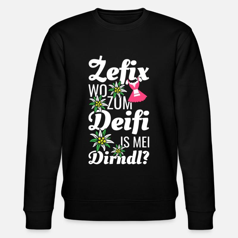 Dirndl Sprüche Outfit - Stanley/Stella Unisex Bio-Sweatshirt CHANGER  - Schwarz