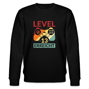 Level 13 Erreicht Gamer - Stanley/Stella Unisex Bio-Sweatshirt CHANGER  - Schwarz - Vorne - Nik (191cm) & Marisol (170cm)