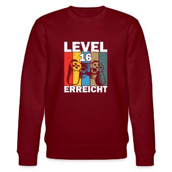 Level 16 Erreicht Gamer - Stanley/Stella Unisex Bio-Sweatshirt CHANGER  - Burgunderrot - Vorne - Nik (191cm) & Marisol (170cm)