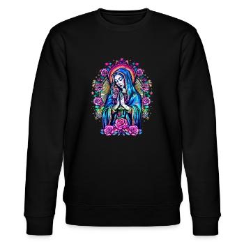 Betende Heilige Maria Rosen Religion Christentum - Stanley/Stella Unisex Bio-Sweatshirt CHANGER  - Schwarz - Vorne - Nik (191cm) & Marisol (170cm)