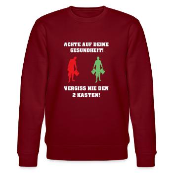 Bier Gesundheit lustig Trinkspruch - Stanley/Stella Unisex Bio-Sweatshirt CHANGER  - Burgunderrot - Vorne - Nik (191cm) & Marisol (170cm)