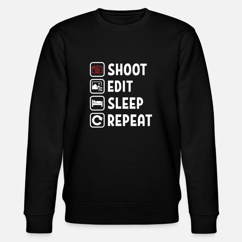 Shoot Edit Sleep Repeat - Stanley/Stella Unisex Bio-Sweatshirt CHANGER - Schwarz