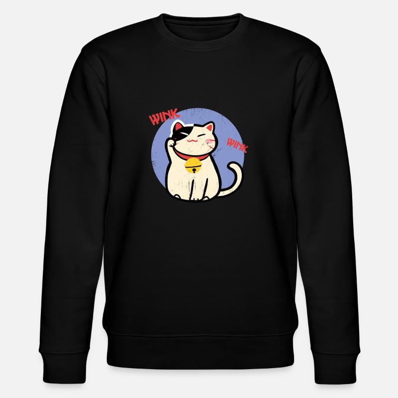 Wave Cat - LuckyCat Mignon - Sweat bio CHANGER Stanley/Stella Unisexe - noir
