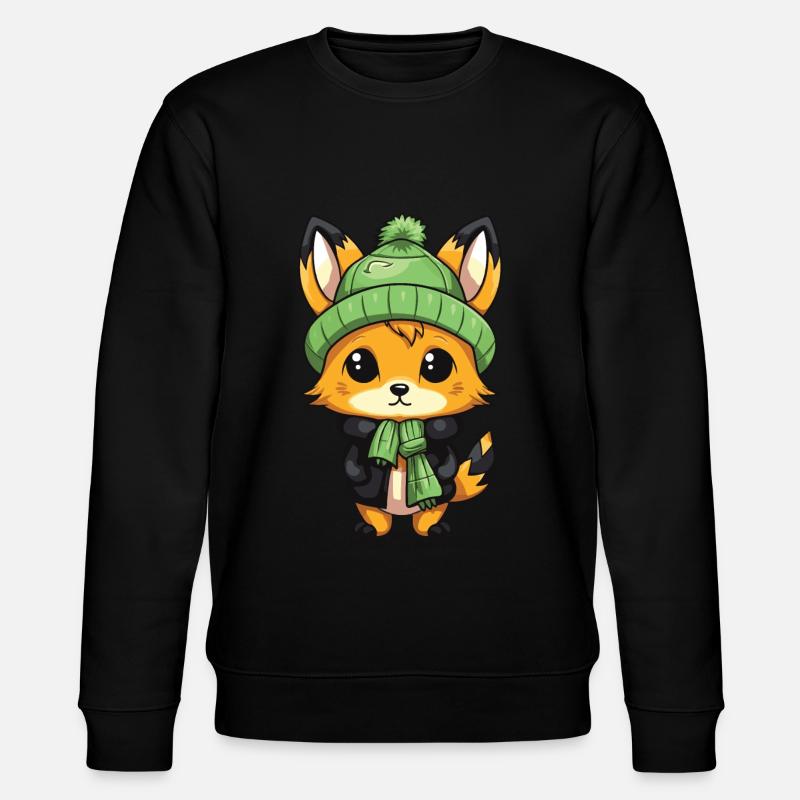 Fuchs Winter Comic - Stanley/Stella Unisex Bio-Sweatshirt CHANGER  - Schwarz