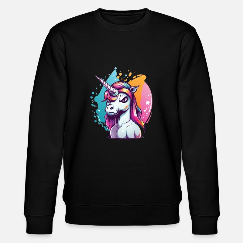 Grumpy Einhorn - Stanley/Stella Unisex Bio-Sweatshirt CHANGER  - Schwarz
