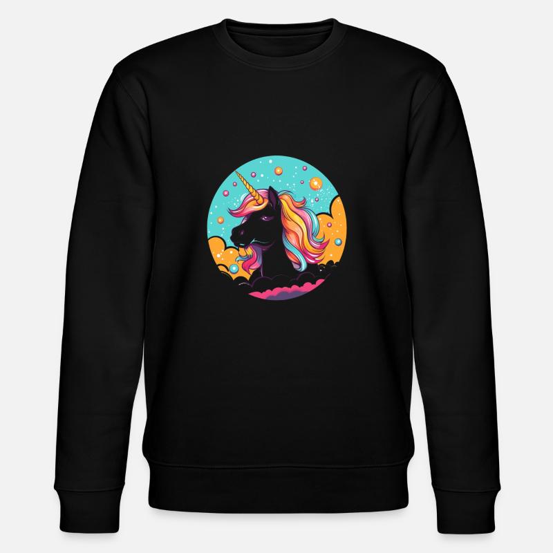 Regenbogen-Einhorn - Stanley/Stella Unisex Bio-Sweatshirt CHANGER  - Schwarz