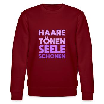 Haare Tönen, Seele Schonen - Stanley/Stella Unisex Bio-Sweatshirt CHANGER  - Burgunderrot - Vorne - Nik (191cm) & Marisol (170cm)