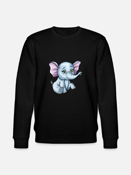 Cute happy elephant baby - Stanley/Stella CHANGER Unisex Organic Sweatshirt - black