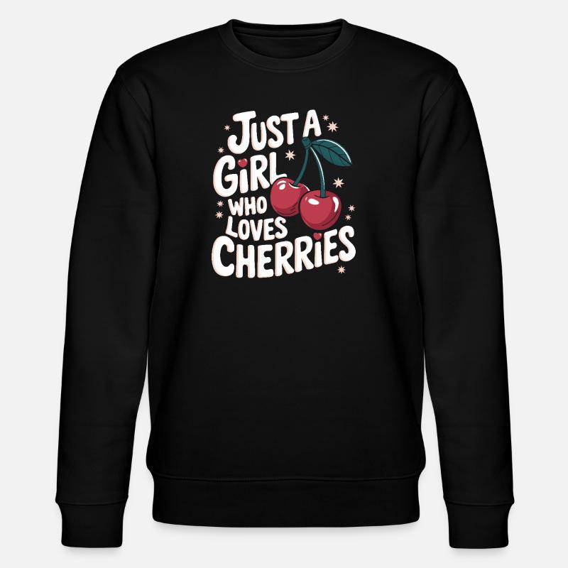 Kirsche Kirschen Früchte Essen - Stanley/Stella Unisex Bio-Sweatshirt CHANGER  - Schwarz