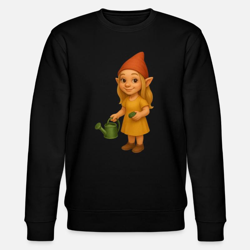 Zwergin mit Gießkanne - Stanley/Stella Unisex Bio-Sweatshirt CHANGER  - Schwarz