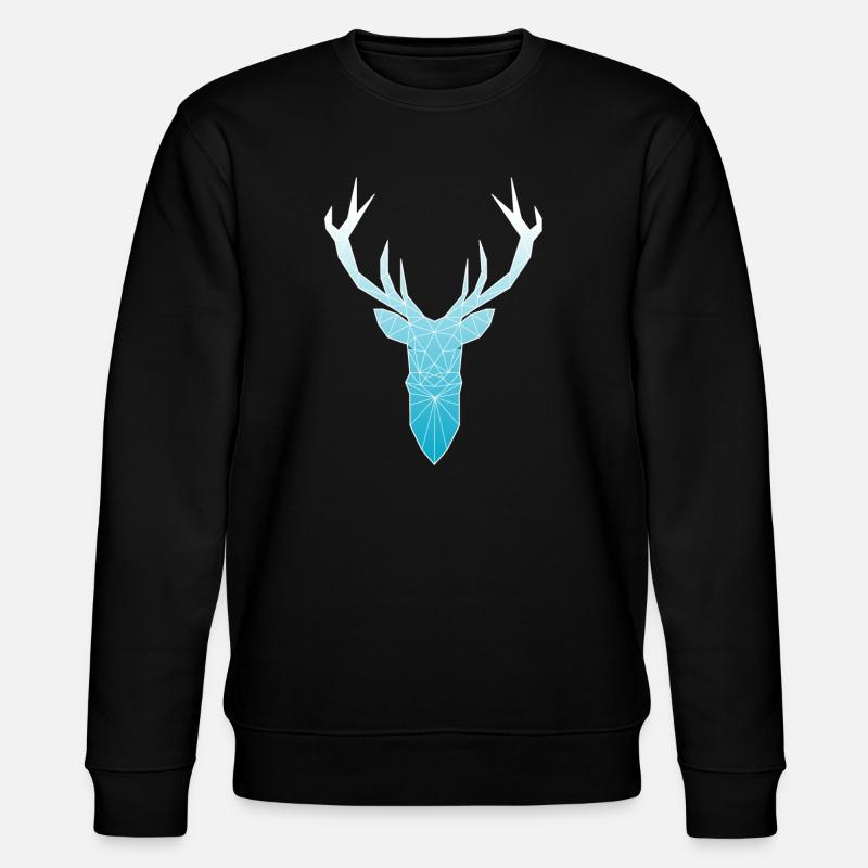 Hirschkopf im Triangel-Design (hellblau) - Stanley/Stella Unisex Bio-Sweatshirt CHANGER  - Schwarz