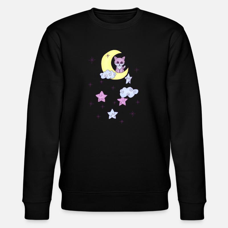 Fuchs im Mond - Stanley/Stella Unisex Bio-Sweatshirt CHANGER  - Schwarz