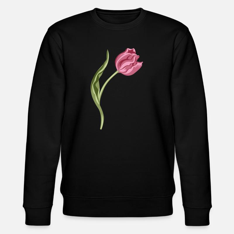 Elegant rosa Tulpe Illustration - Stanley/Stella Unisex Bio-Sweatshirt CHANGER  - Schwarz