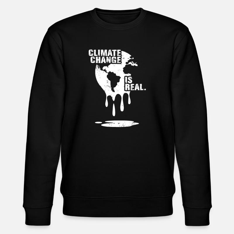 climate change is real white - Stanley/Stella Unisex Bio-Sweatshirt CHANGER  - Schwarz