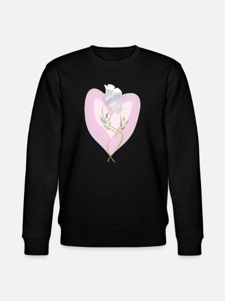 Gentle White Tulip Heart Illustration - Stanley/Stella CHANGER Unisex Organic Sweatshirt - black