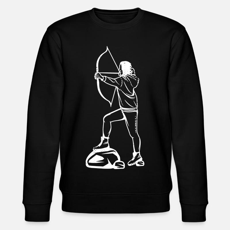 Bogenschießen Mädchen Zeichnung - Stanley/Stella Unisex Bio-Sweatshirt CHANGER  - Schwarz