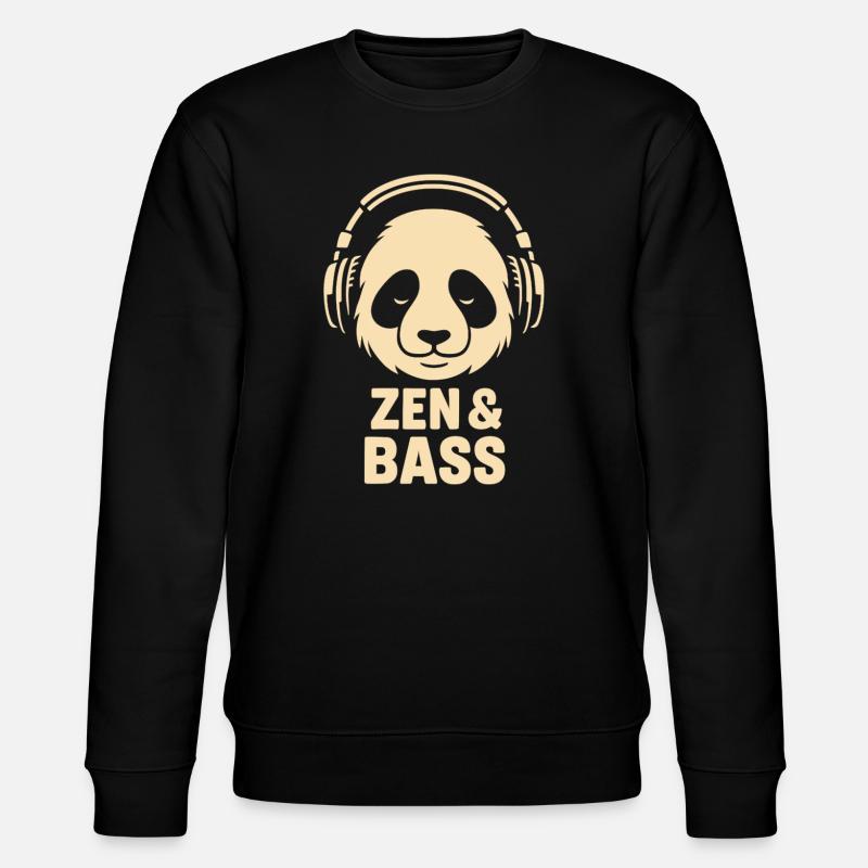 Panda mit Kopfhörern - Stanley/Stella Unisex Bio-Sweatshirt CHANGER  - Schwarz