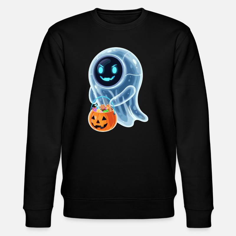Roboter Geist mit Kürbiseimer - Stanley/Stella Unisex Bio-Sweatshirt CHANGER  - Schwarz