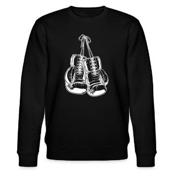 Conception de gants de boxe blancs pour la création de logo - Sweat bio CHANGER Stanley/Stella Unisexe - noir - Devant - Nik (191cm) & Marisol (170cm)