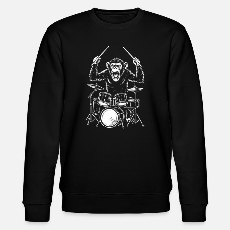 Trommelnde Schimpansenkapelle - Stanley/Stella Unisex Bio-Sweatshirt CHANGER  - Schwarz