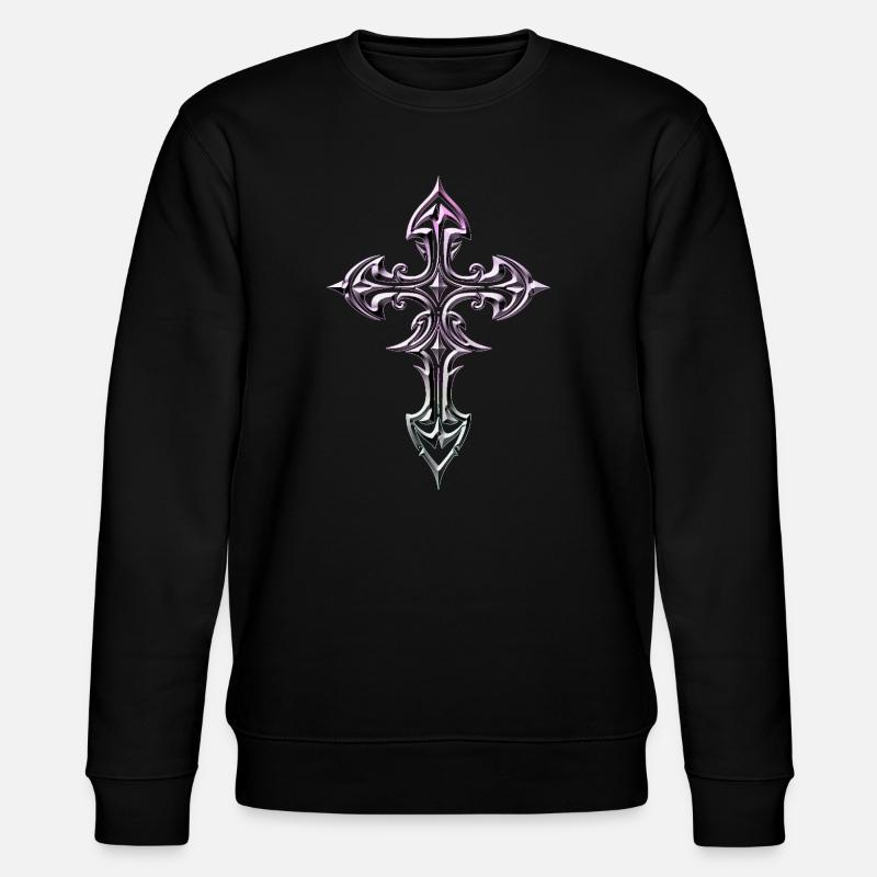 Lavish Celtic Gothic Cross - Stanley/Stella CHANGER Unisex Organic Sweatshirt - black