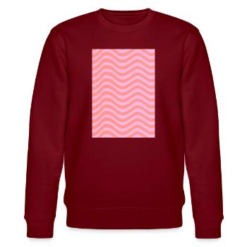 Stripe Wave Pattern - Pink Customizable - Stanley/Stella CHANGER Unisex Organic Sweatshirt - burgundy - Front - Nik (191cm) & Marisol (170cm)