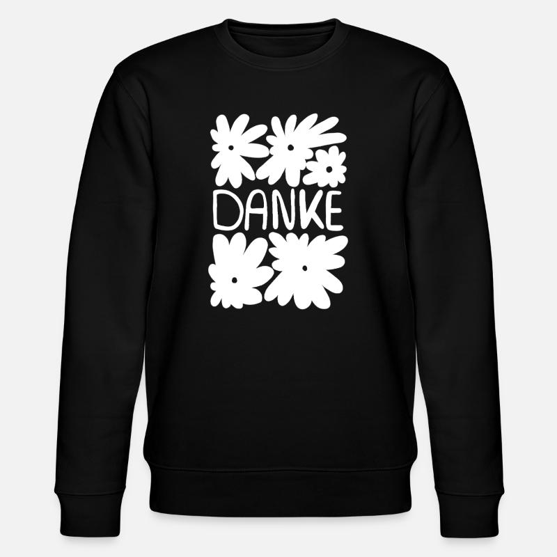 Danke - weiße Blumen - Stanley/Stella Unisex Bio-Sweatshirt CHANGER  - Schwarz