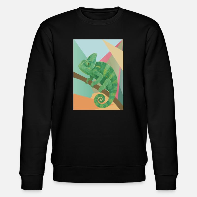 Grünes Chamäleon Geometrie Stil  - Stanley/Stella Unisex Bio-Sweatshirt CHANGER  - Schwarz
