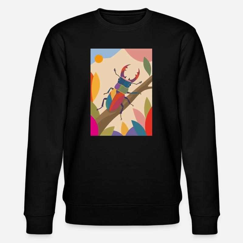 Bunter Hirschkäfer im Naturstil - Stanley/Stella Unisex Bio-Sweatshirt CHANGER - Schwarz