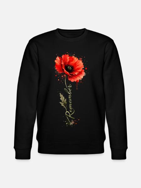Poppy Remember | Remembrance Day Tribute - Stanley/Stella CHANGER Unisex Organic Sweatshirt - black