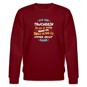 Tauchen - Ich bin Taucherin - Stanley/Stella Unisex Bio-Sweatshirt CHANGER  - Burgunderrot - Vorne - Nik (191cm) & Marisol (170cm)