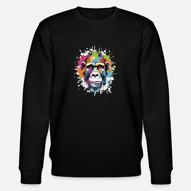 Monkey Animal Pop Art Head - Stanley/Stella CHANGER Unisex Organic Sweatshirt - black