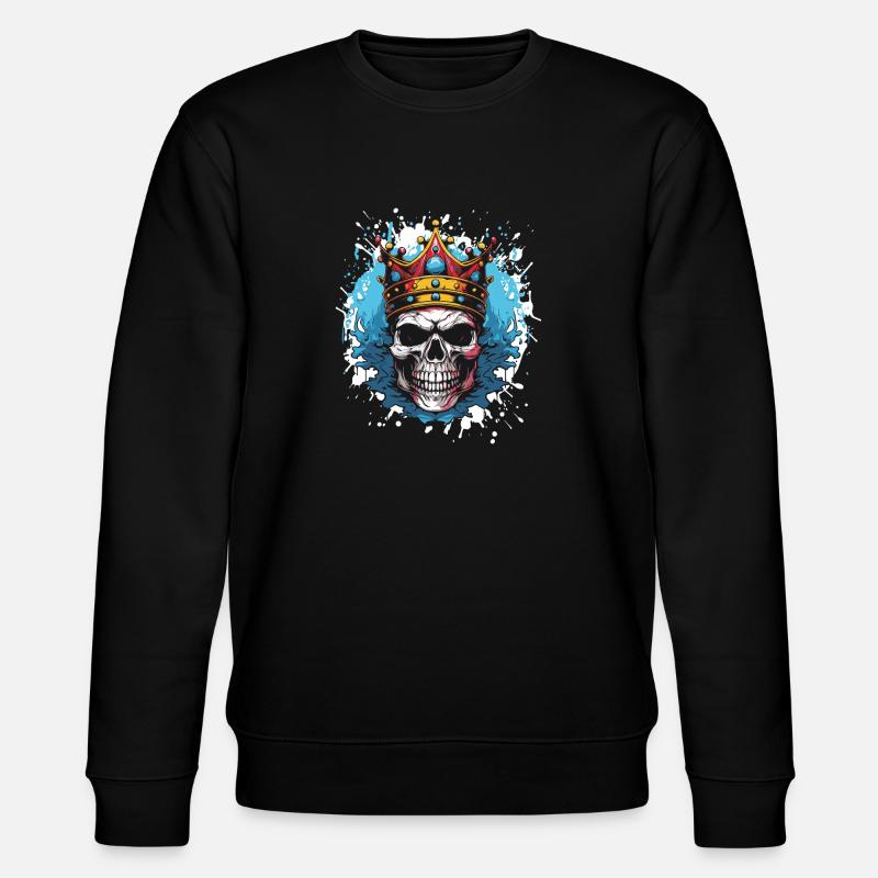 Crâne Roi Couronne Squelette - Sweat bio CHANGER Stanley/Stella Unisexe - noir