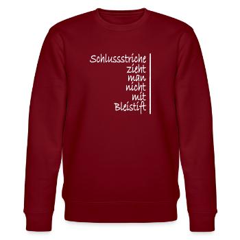 Schlussstrich Schluss machen Neuanfang Weiss - Stanley/Stella Unisex Bio-Sweatshirt CHANGER  - Burgunderrot - Vorne - Nik (191cm) & Marisol (170cm)