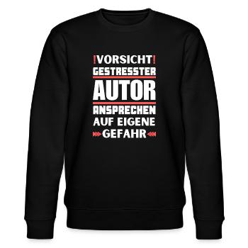 Gestresster Autor nicht ansprechen! - Stanley/Stella Unisex Bio-Sweatshirt CHANGER  - Schwarz - Vorne - Nik (191cm) & Marisol (170cm)