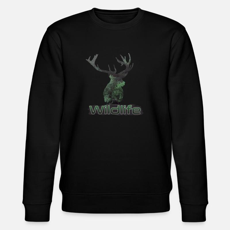 Wildlife Hirsch - Stanley/Stella Unisex Bio-Sweatshirt CHANGER  - Schwarz