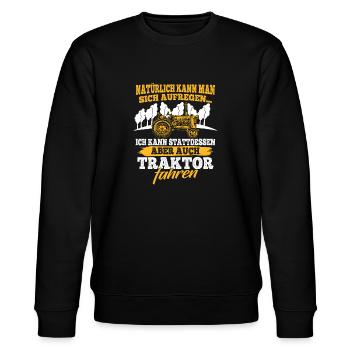 Tractor Shirt · Agriculture · Exciting - Stanley/Stella CHANGER Unisex Organic Sweatshirt - black - Front - Nik (191cm) & Marisol (170cm)