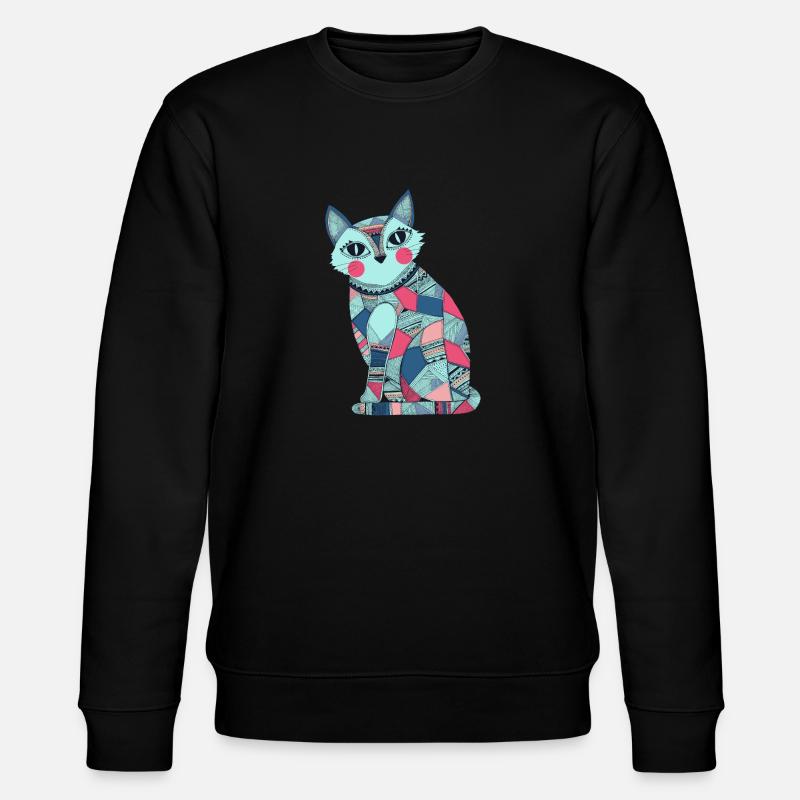 Patchwork Katze - Stanley/Stella Unisex Bio-Sweatshirt CHANGER  - Schwarz