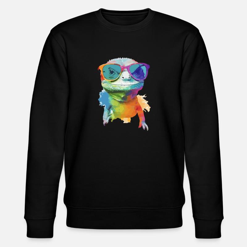 Zoozoo die Eidechse - Stanley/Stella Unisex Bio-Sweatshirt CHANGER  - Schwarz